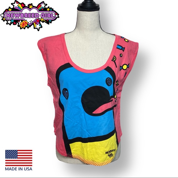 🟢 Newbreed Girl Pink Sleeveless Graphic Top Medium - Picture 2 of 9